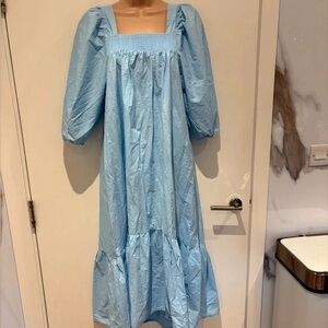 Light Blue Puff Sleeve Dress